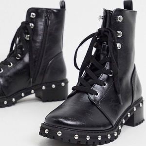 asos asher leather studded ankle boots